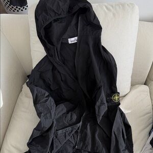 Stone Island Black Hooded Shell Jacket with Compass Patch